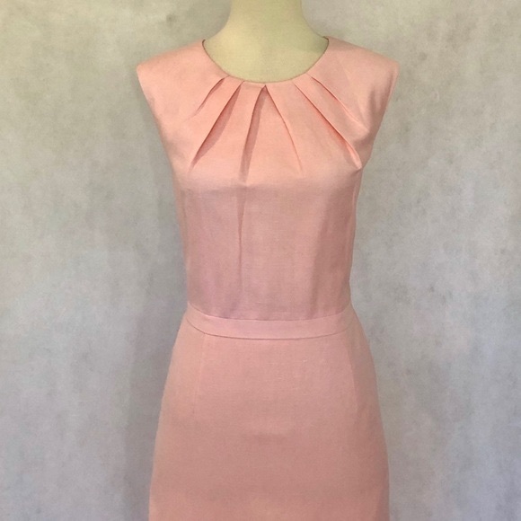 Tahari Blush Pink Linen Blend Sleeveless Dress - Picture 3 of 8